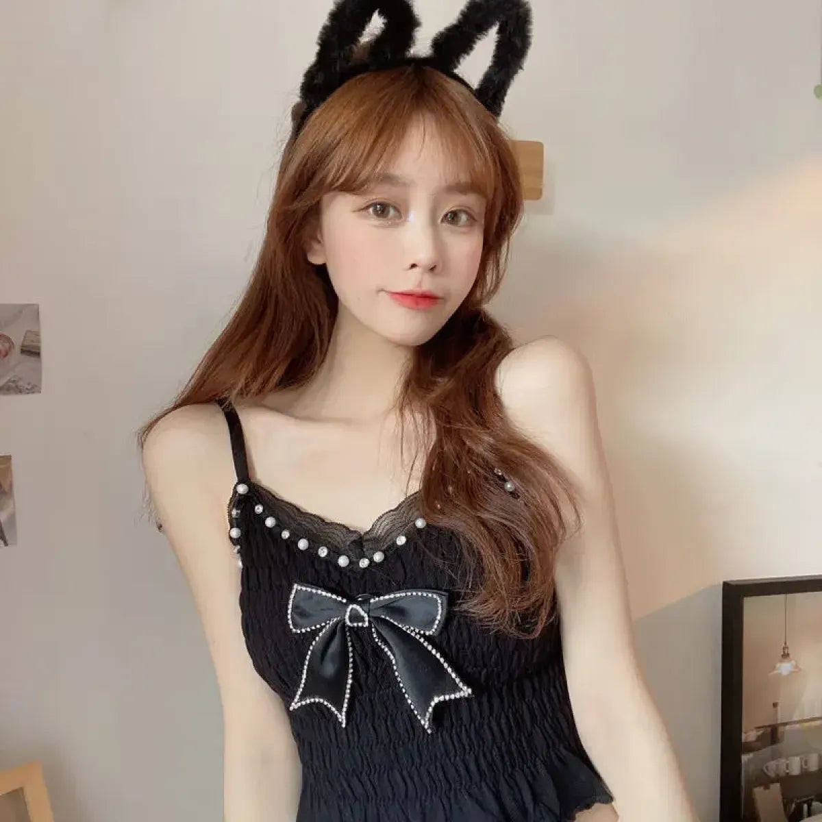 Harajuku Lace Bow Crop Top - Women’s Clothing & Accessories - Crop Tops - 24