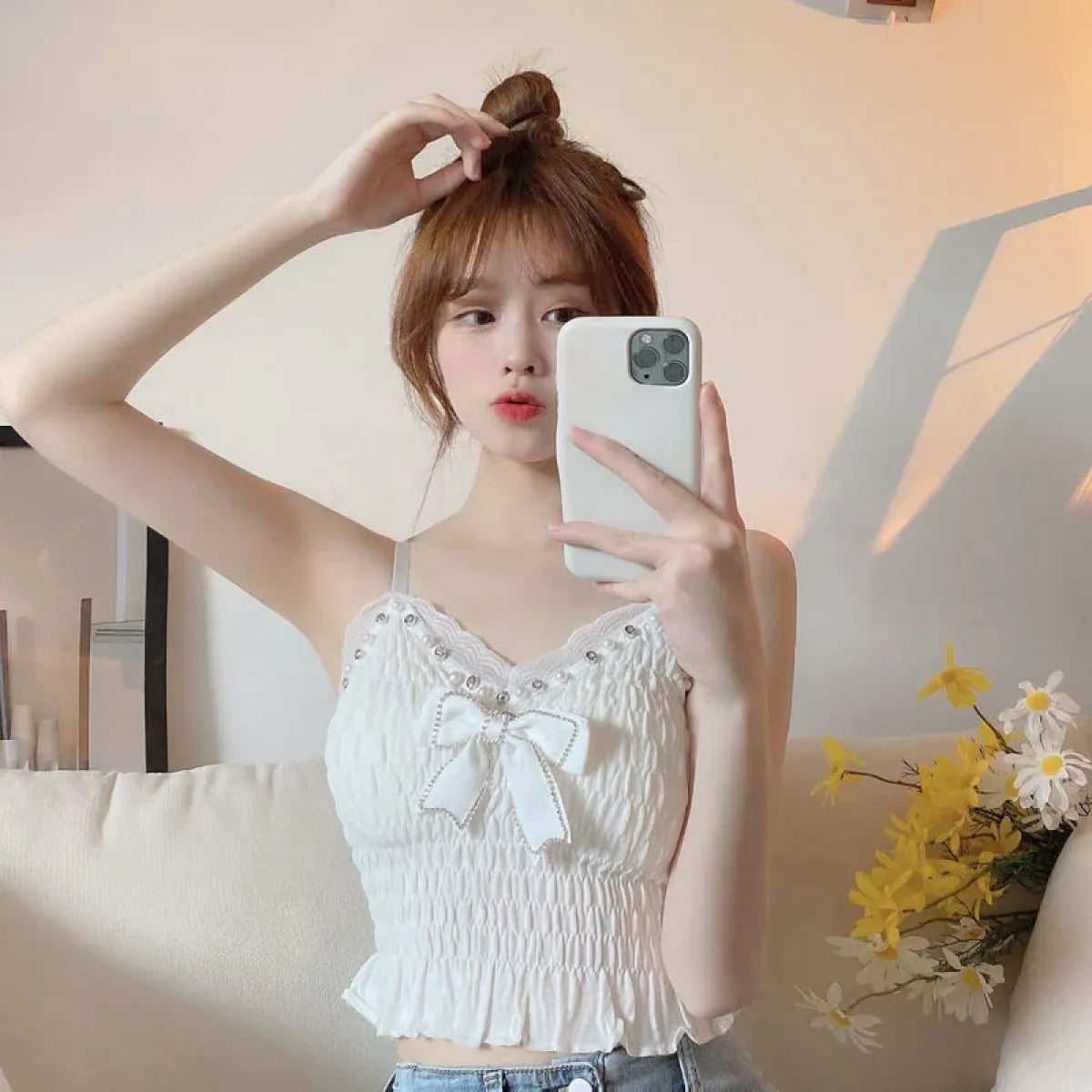 Harajuku Lace Bow Crop Top - Women’s Clothing & Accessories - Crop Tops - 25