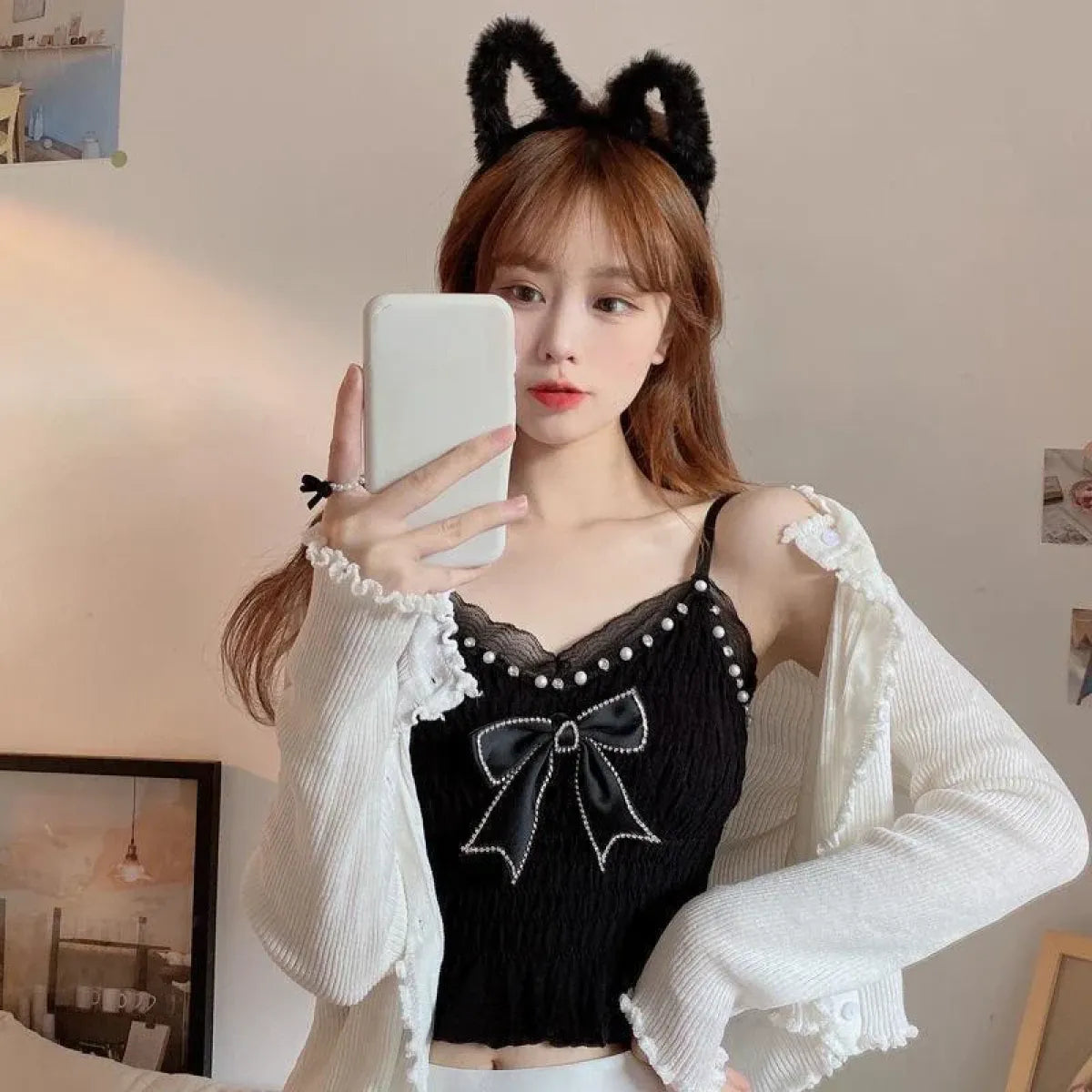 Harajuku Lace Bow Crop Top - Women’s Clothing & Accessories - Crop Tops - 5