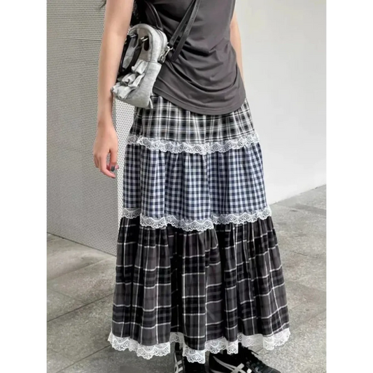 Harajuku Lace Plaid Skirt - Bottoms - Skirts - 1