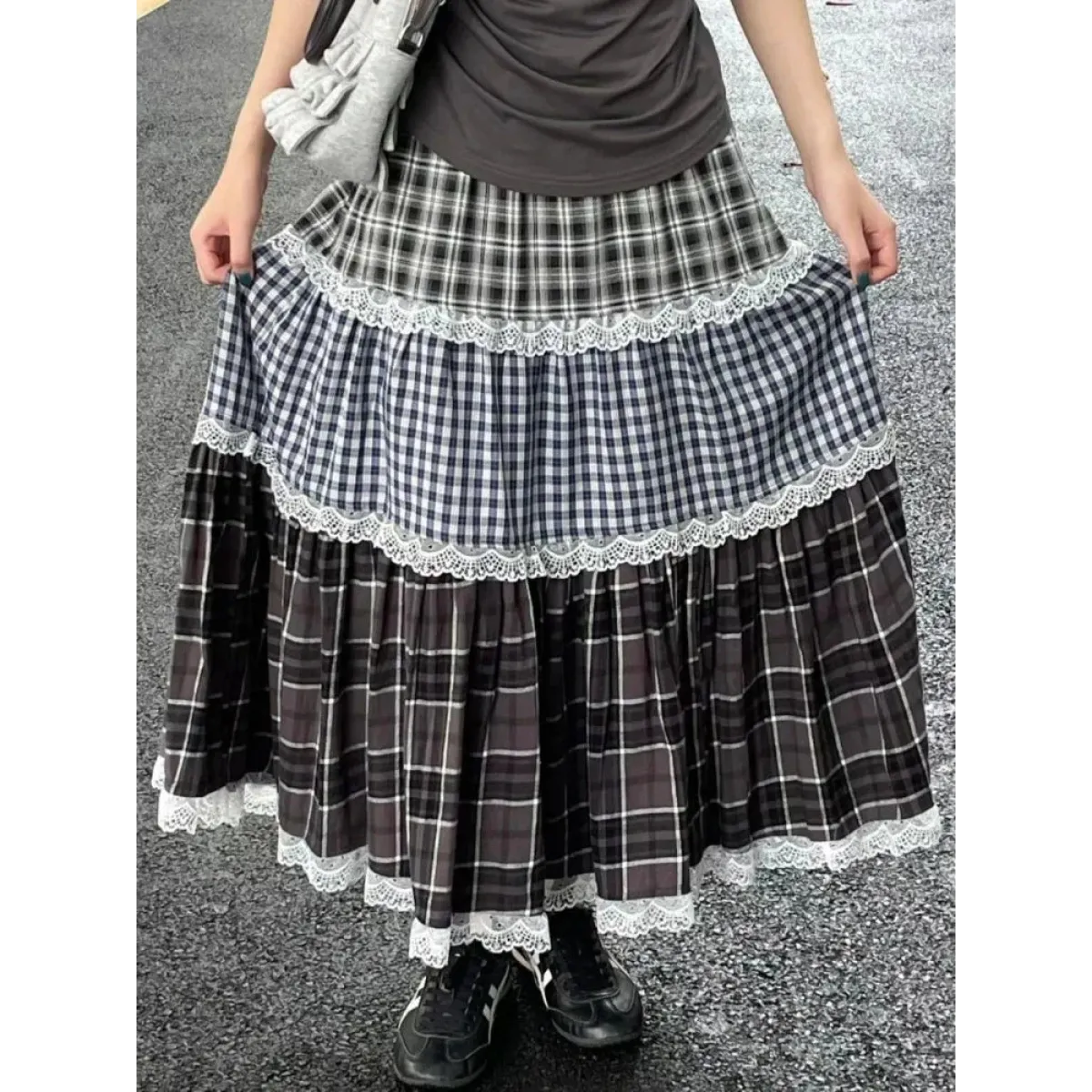 Harajuku Lace Plaid Skirt - Bottoms - Skirts - 6