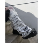 Black & White Harajuku Leg Warmers – Gothic Print & Lace Trim - Harajuku Style - Leg Warmers - 3