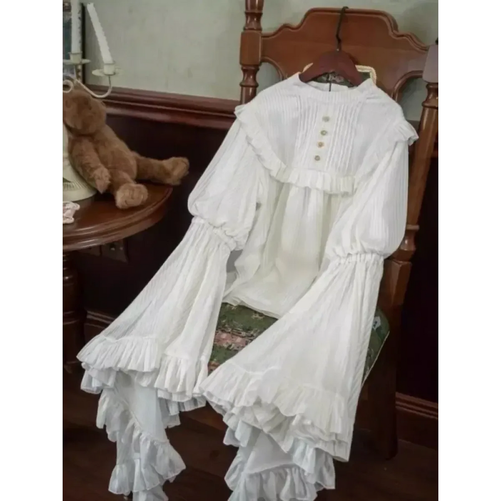 Harajuku Lolita Ruffle Sleeve Top - Tops - Harajuku Blouses & Skirts - 19