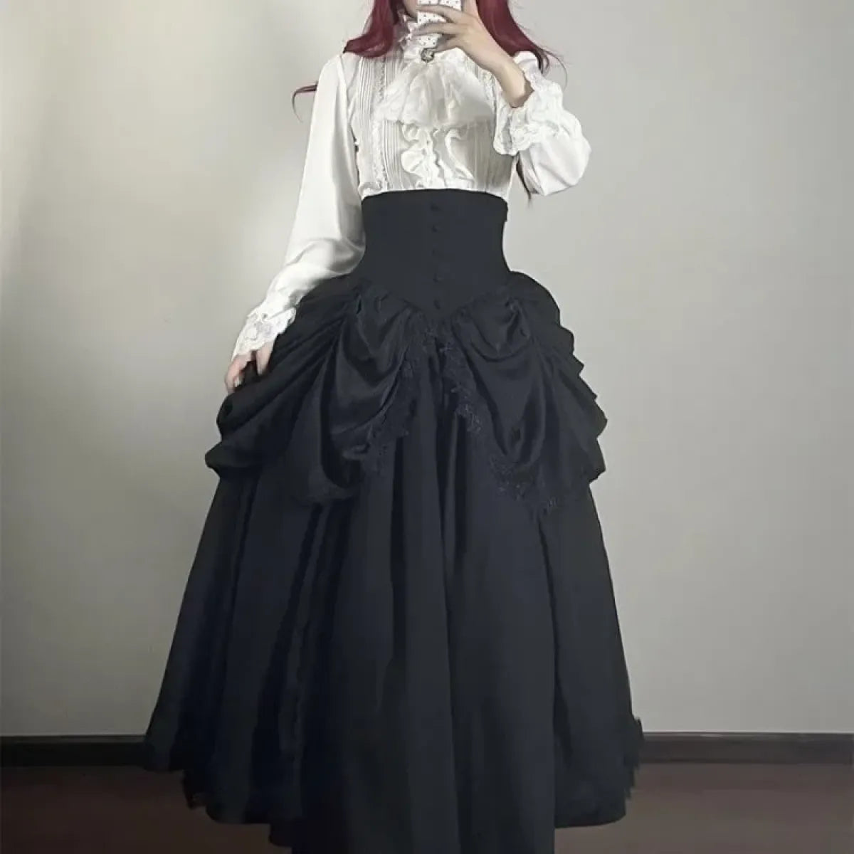 Harajuku Lolita Flare Sleeve Top & Midi Skirt Set - Bottoms - Sets / Co-ords - 4