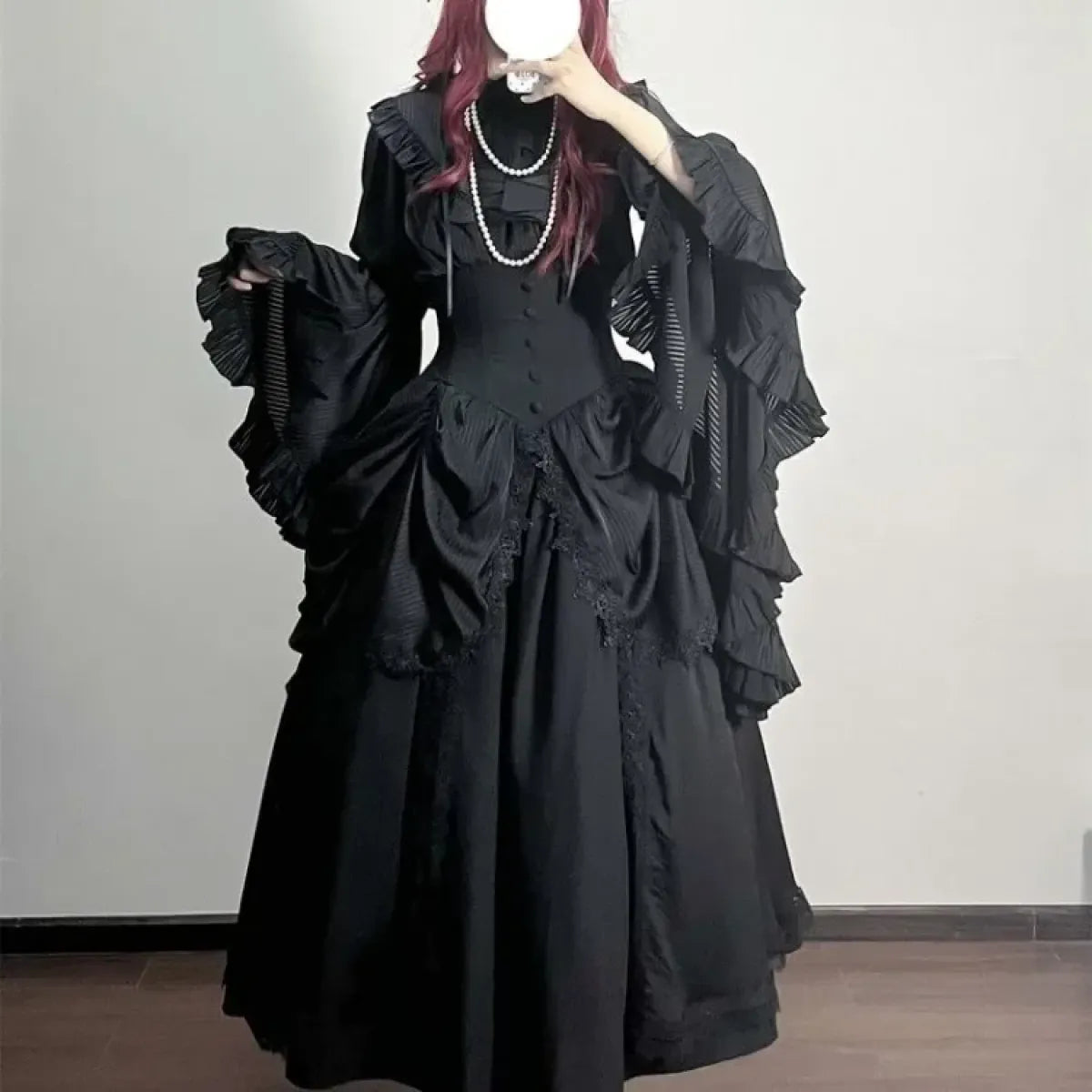Harajuku Lolita Flare Sleeve Top & Midi Skirt Set - Best Sellers - Sets / Co-ords - 8