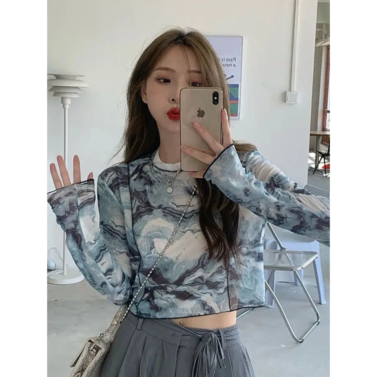 Tie-Dye Harajuku Mesh Crop Top - Women’s Clothing & Accessories - Tops - 2