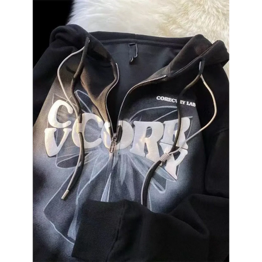 Harajuku Oversized Zip Up Hoodie - Hoodies & Sweatshirts - Hoodies - 1