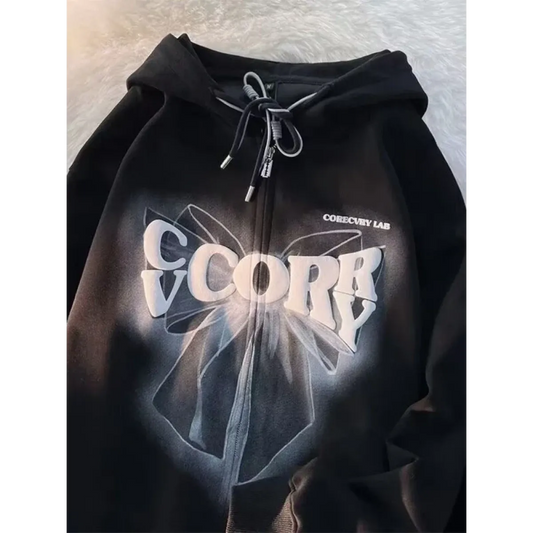 Harajuku Oversized Zip Up Hoodie - Hoodies & Sweatshirts - Hoodies - 2