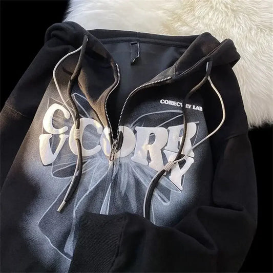 Harajuku Oversized Zip Up Hoodie - Hoodies & Sweatshirts - Hoodies - 7