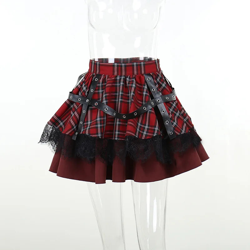 Harajuku Plaid Pleated Skirt - Y2K Mini Cake Skirt - Bottoms - Skirts - 13 - 2024