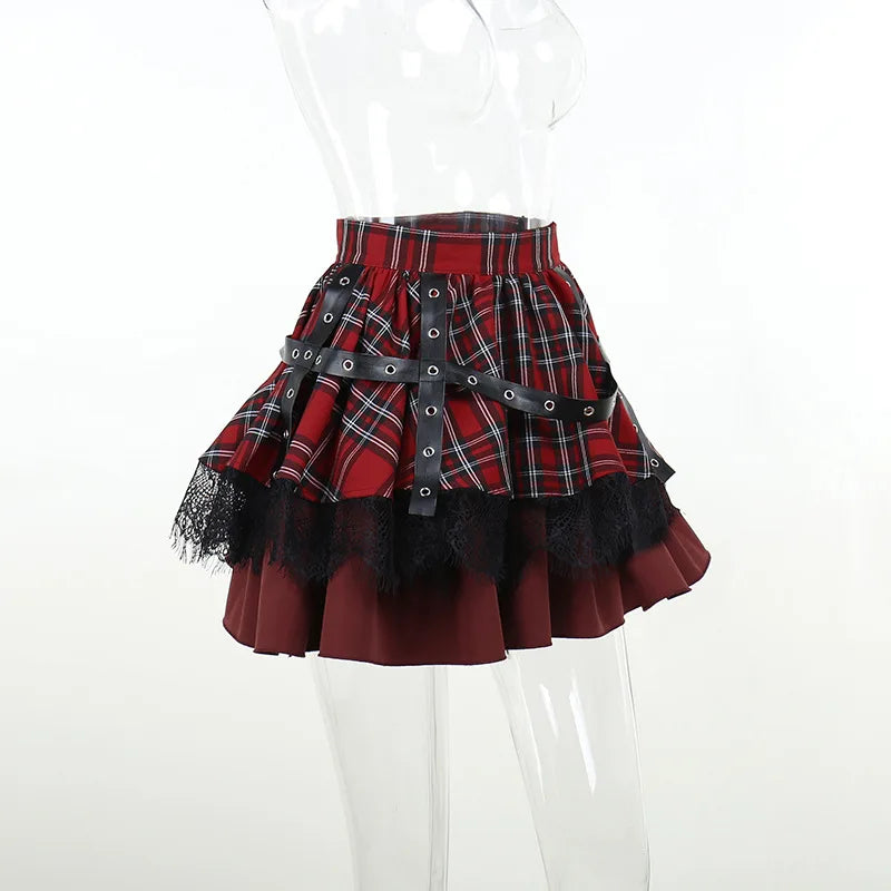 Harajuku Plaid Pleated Skirt - Y2K Mini Cake Skirt - Bottoms - Skirts - 14 - 2024