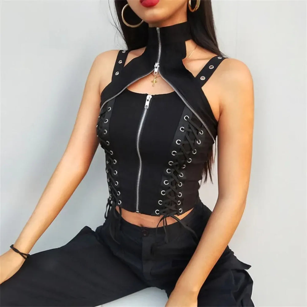 Harajuku Punk Grunge Halter Corset - Tops & Tees - 1