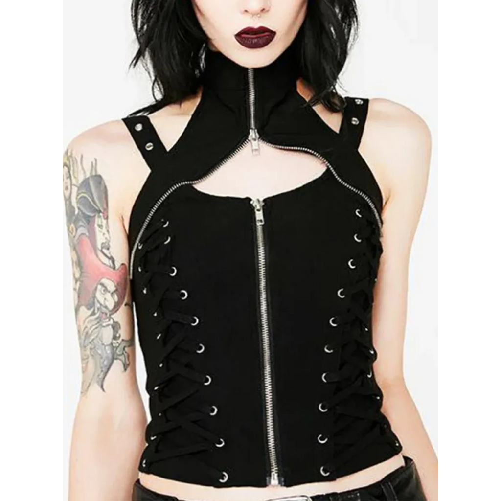 Harajuku Punk Grunge Halter Corset - Tops & Tees - 5