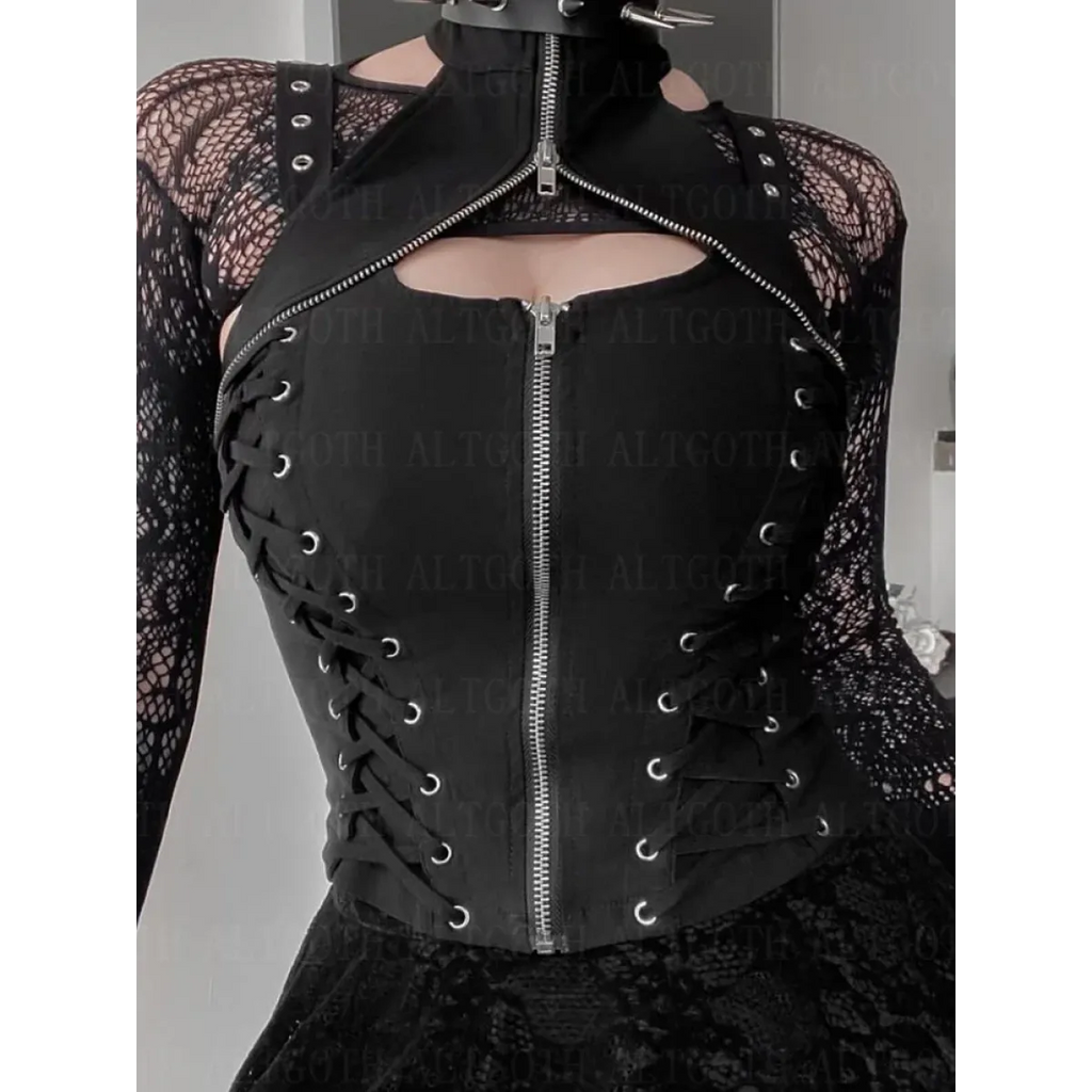 Harajuku Punk Grunge Halter Corset - Tops & Tees - 7