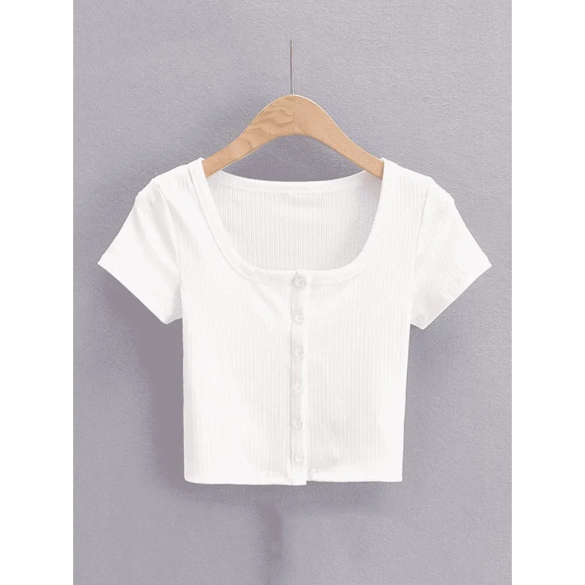 Harajuku Ribbed Crop Top - Women’s Clothing & Accessories - Tops - 1