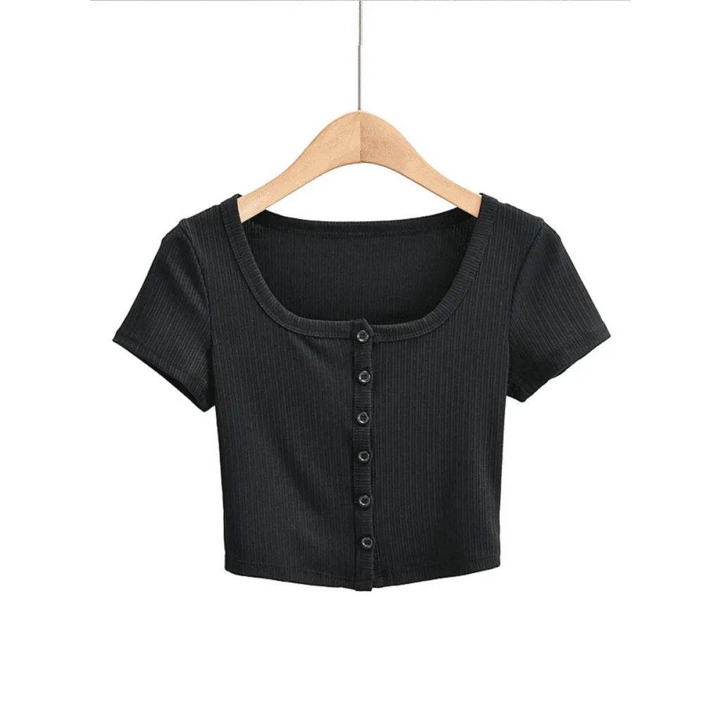 Harajuku Ribbed Crop Top - Women’s Clothing & Accessories - Tops - 2