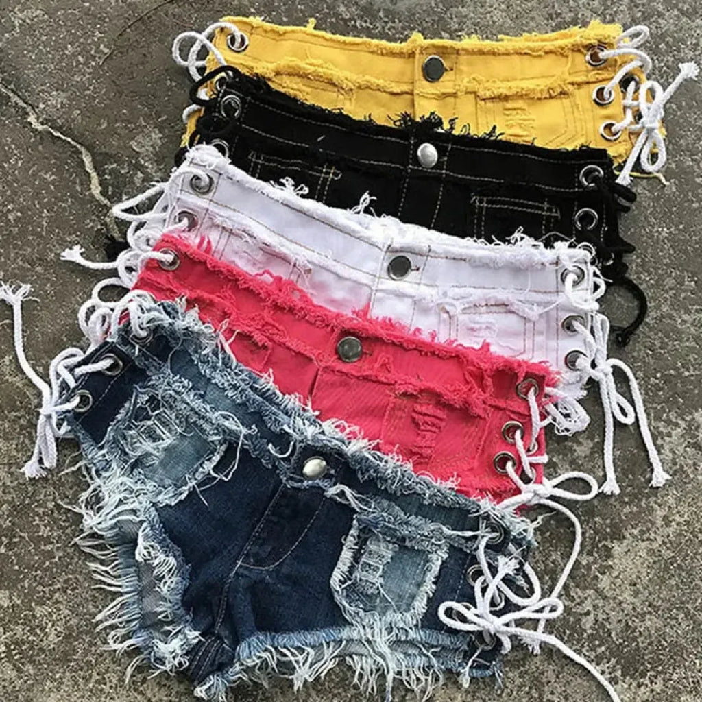 Harajuku Ripped Lace-Up Shorts - Best Sellers - mini shorts - 1