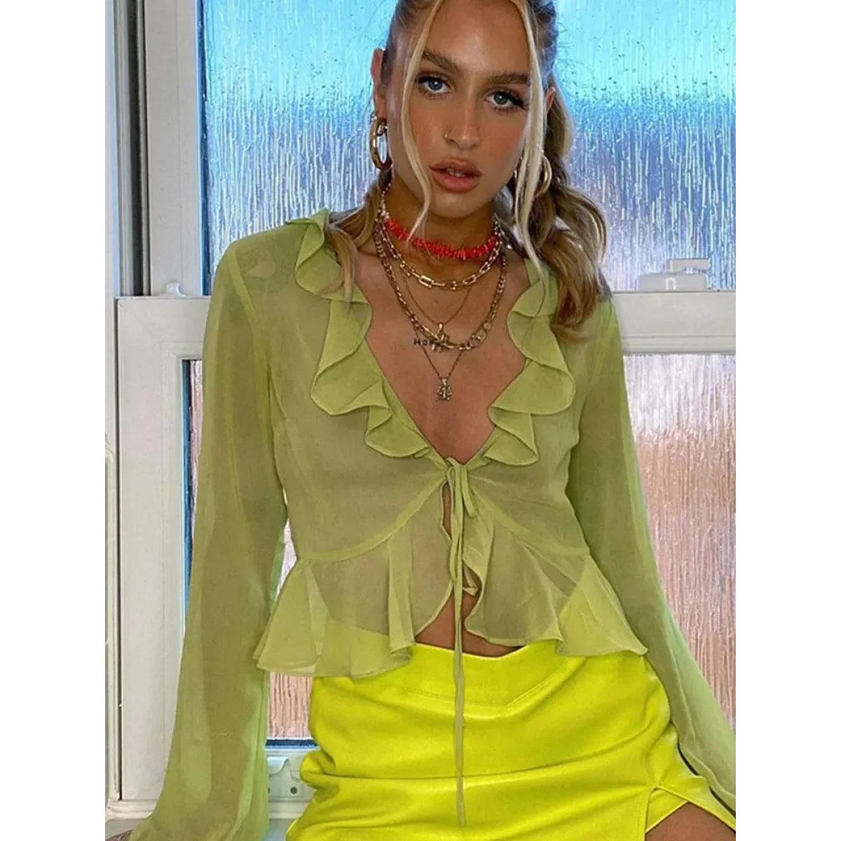 Harajuku Ruffle Chiffon Blouse - Women’s Clothing & Accessories - Shirts & Blouses - 1