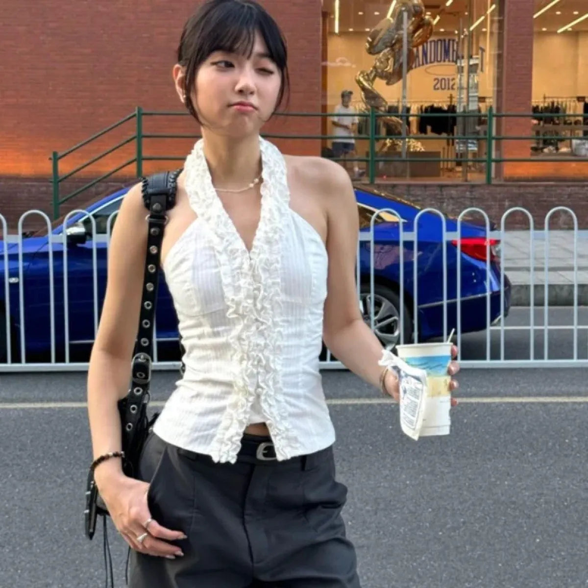Harajuku Ruffle Halter Top - Women’s Clothing & Accessories - Tops - 1