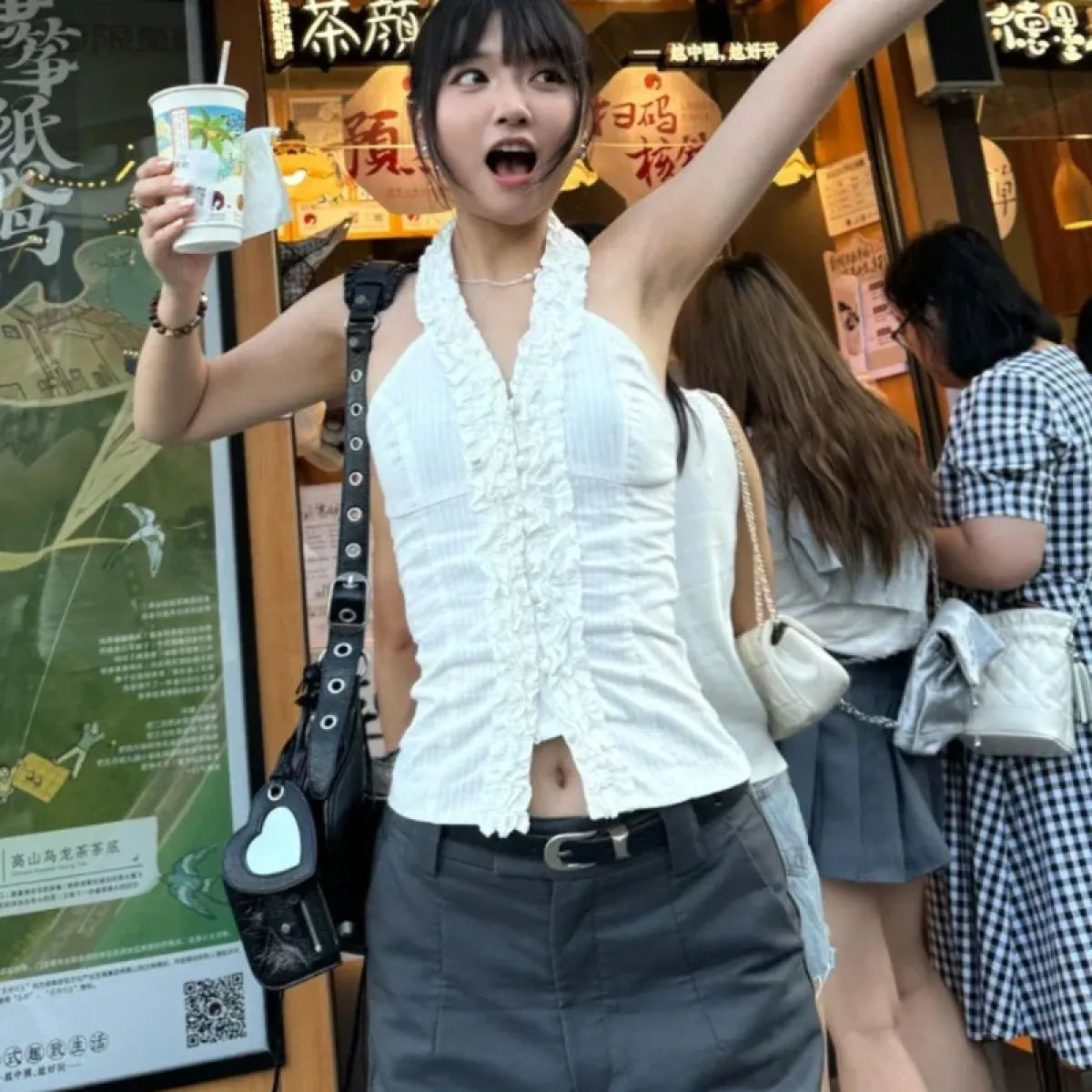 Harajuku Ruffle Halter Top - Women’s Clothing & Accessories - Tops - 3