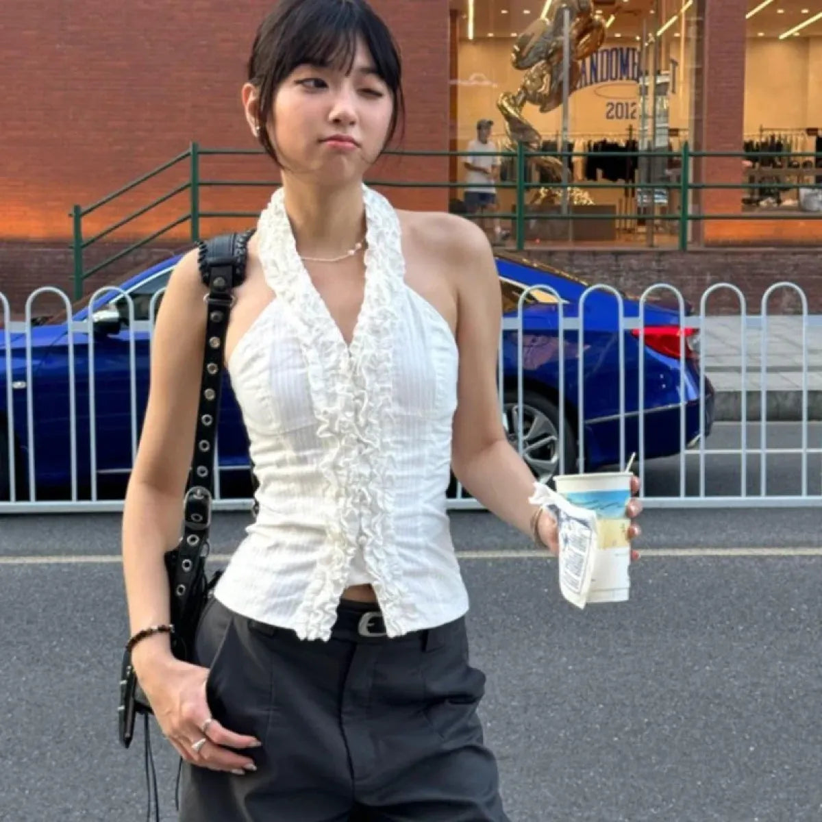 Harajuku Ruffle Halter Top - Women’s Clothing & Accessories - Tops - 4