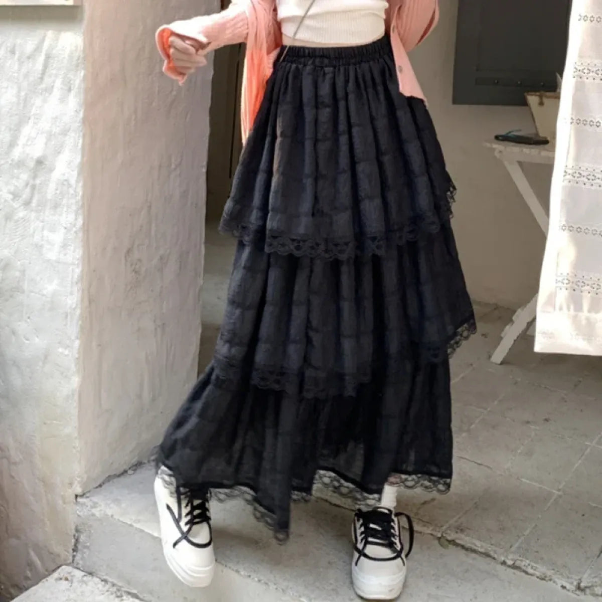 Harajuku Ruffle Lace Skirt - Bottoms - Skirts - 26