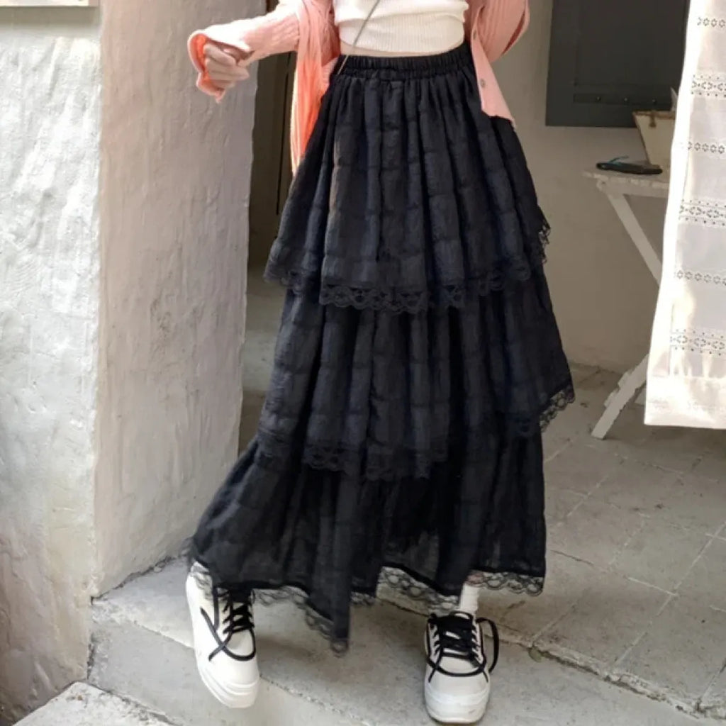 Harajuku Ruffle Lace Skirt - Bottoms - Skirts - 28