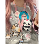 Harajuku Stripe Panda T-shirt - E-girl Kawaii Graphic Tee - T-Shirts - 2
