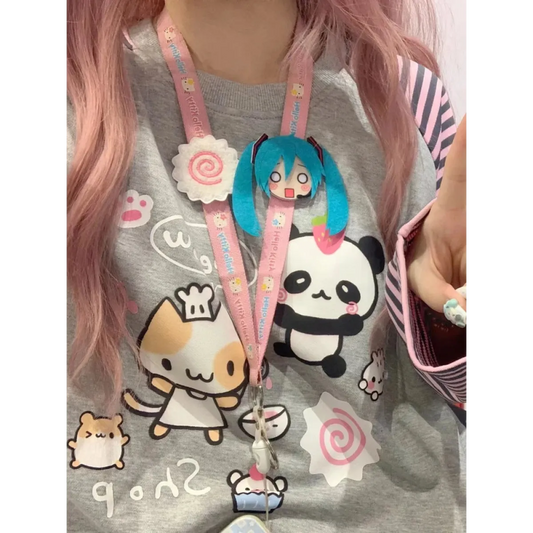 Harajuku Stripe Panda T-shirt - E-girl Kawaii Graphic Tee - T-Shirts - 2