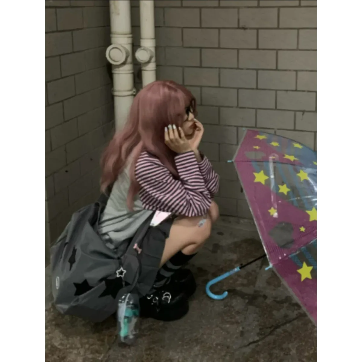 Harajuku Stripe Panda T-shirt - E-girl Kawaii Graphic Tee - T-Shirts - 6