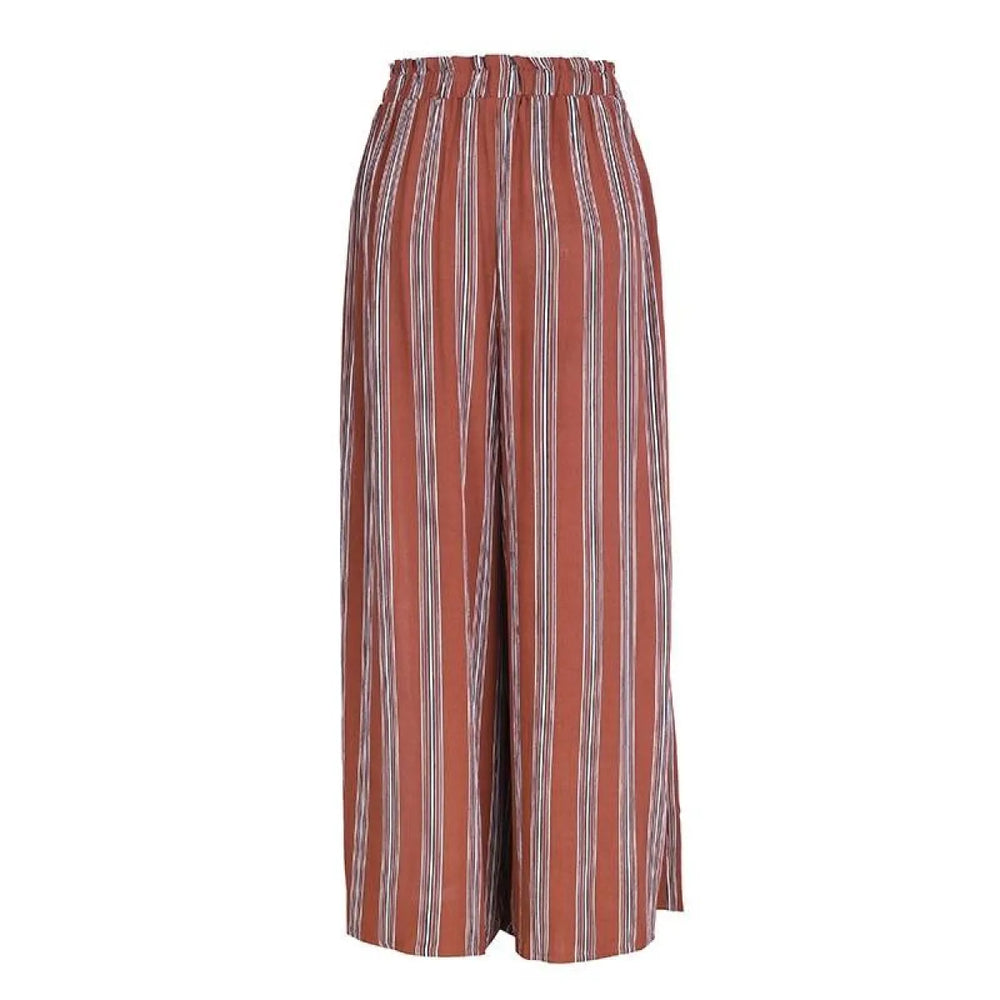 High Waist Loose Striped Pants - Bottoms - 1