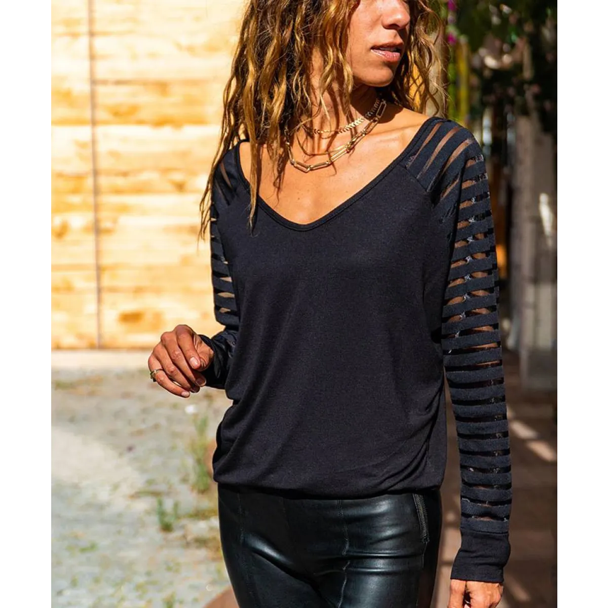 Harajuku Style Mesh Sleeve Shirt - T-Shirts - 1