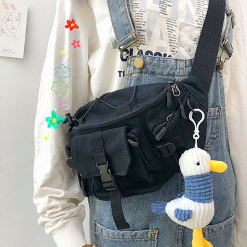 Harajuku Techwear Canvas Sling Bag - Black Seagull - Women’s Clothing & Accessories - Apparel & Accessories - 10 - 2024