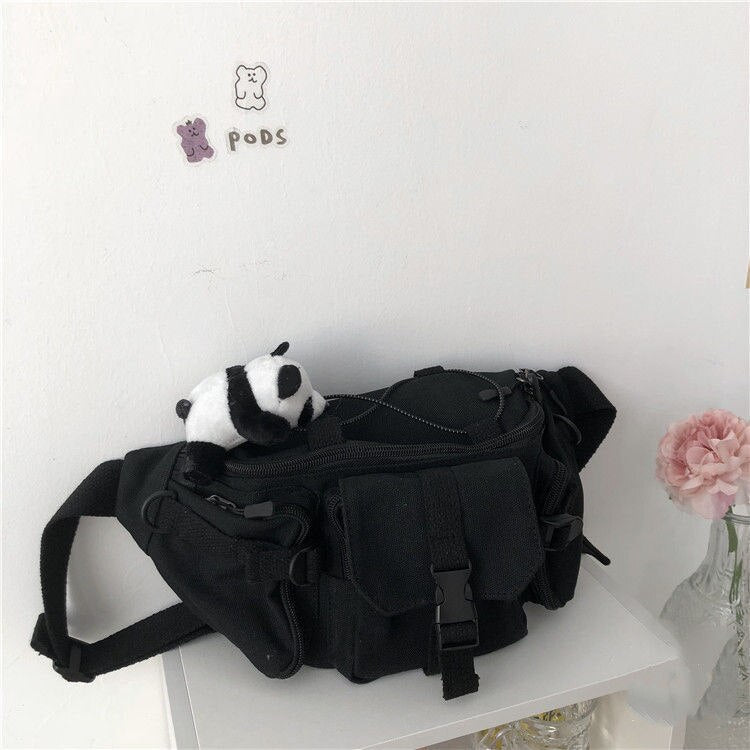 Harajuku Techwear Canvas Sling Bag - Black Panda - Women’s Clothing & Accessories - Apparel & Accessories - 12 - 2024