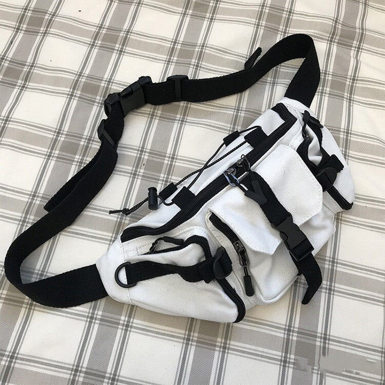 Harajuku Techwear Canvas Sling Bag - White - Women’s Clothing & Accessories - Apparel & Accessories - 6 - 2024