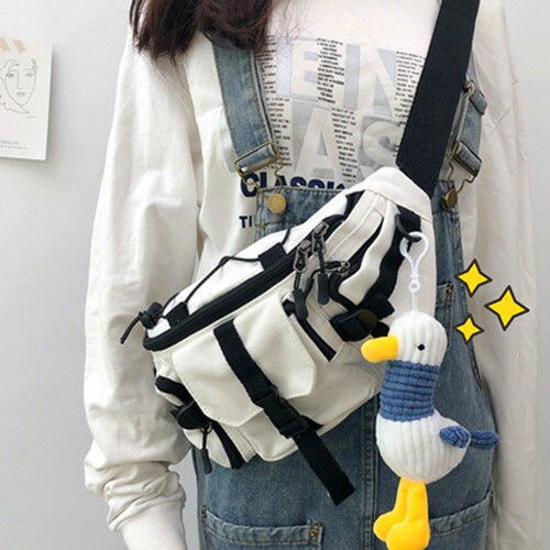 Harajuku Techwear Canvas Sling Bag - White Seagull - Women’s Clothing & Accessories - Apparel & Accessories - 8 - 2024