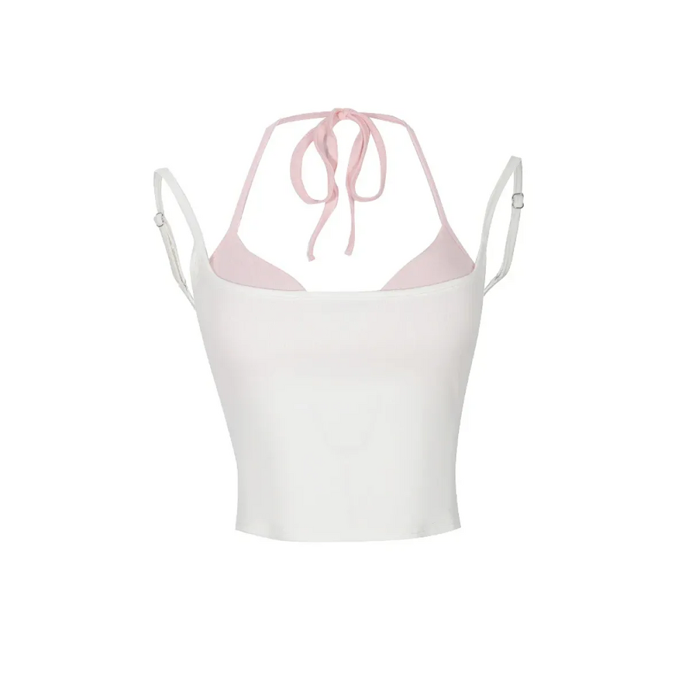 Halter Crop Top Set – Harajuku Y2K Kawaii Cami - Women’s Clothing & Accessories - Sleeveless - Sweetheart - Camisole - 1