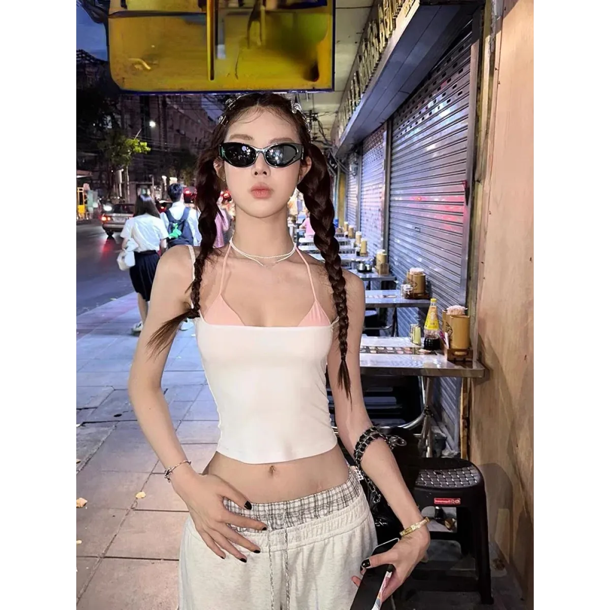 Halter Crop Top Set – Harajuku Y2K Kawaii Cami - Women’s Clothing & Accessories - Sleeveless - Sweetheart - Camisole - 4