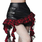 Plaid Gothic PU Leather Skirt – Harajuku Y2K Lace Aesthetic - Bottoms - Skirts - 2