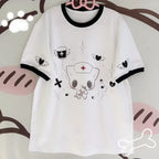Kawaii Nurse Bear Oversized Tee – Harajuku Y2K Pastel Shirt - T-Shirts - 3/4 - Round - T-Shirts - 5