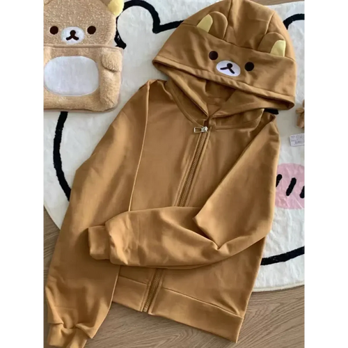 Kawaii Bear Hoodie - Harajuku Y2K Zipper Sweatshirt for Women - T-Shirts - Hooded - Hoodies - 1