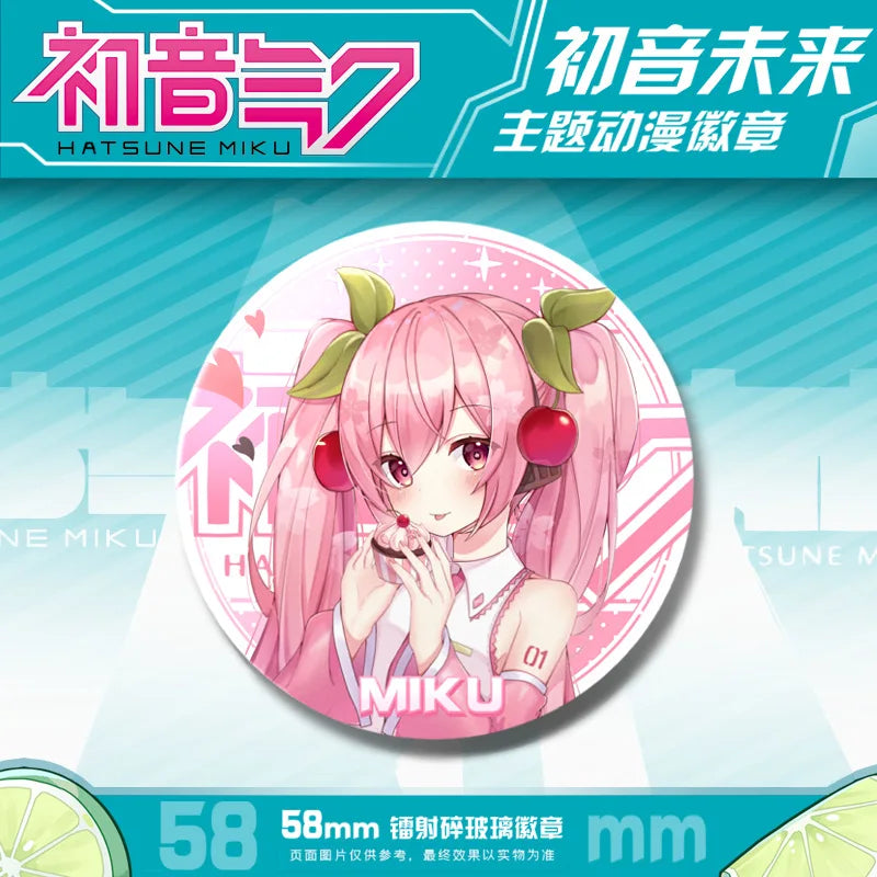 Hatsune Miku Anime Kawaii Button Pin - Cute Badges for Anything - Hatsune Miku 24 / 58mm - Anime - Apparel &