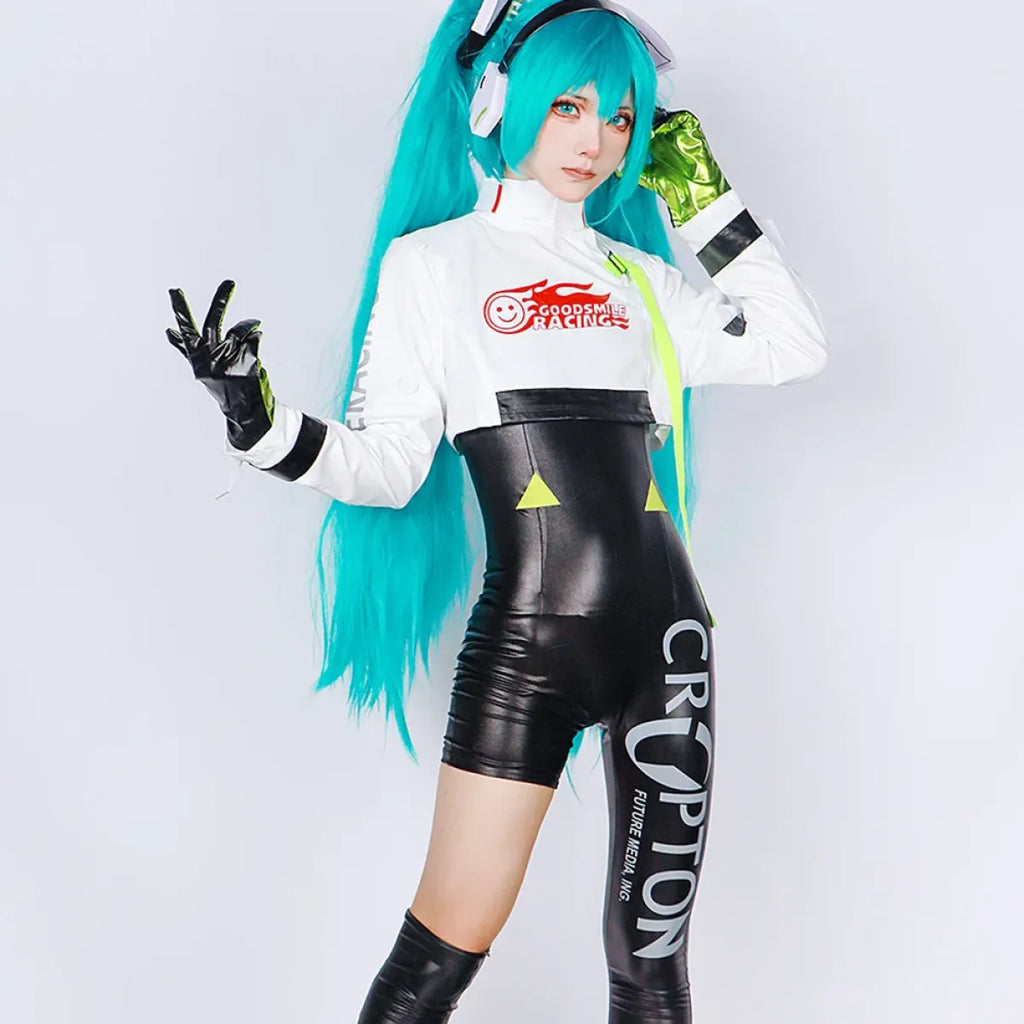 Hatsune Miku Racing 2022 Cosplay Costume – Full Bodysuit with Wig and Gloves - Anime - Cosplay - 1