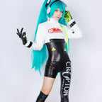 Hatsune Miku Racing 2022 Cosplay Costume – Full Bodysuit with Wig and Gloves - Anime - Cosplay - 1