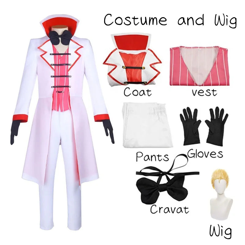 Hazbin Hotel Lucifer Cosplay Costume - Suit Vest Wig - S / Costume and wig - Cosplay - Dance Dresses Skirts & Costumes