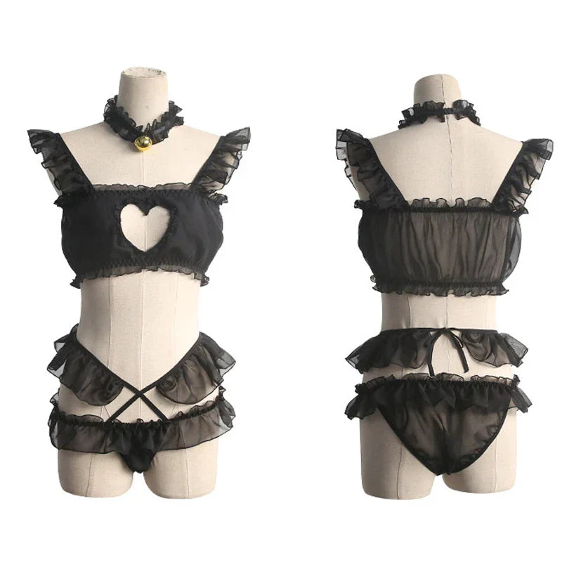 Sexy Lolita Heart Hollow-Out Lingerie Set - Women’s Clothing & Accessories - Lingerie - 4 - 2024