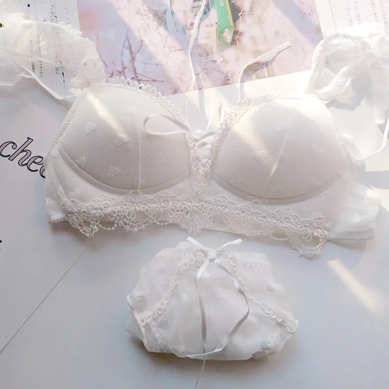 Harajuku Kawaii Fashion Japanese Heart Lace Lingerie Set - White / M - Women’s Clothing & Accessories - Lingerie - 5