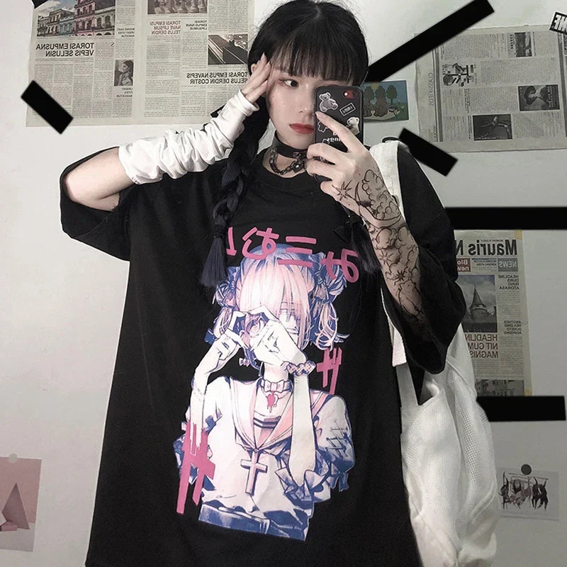 Heart Love Anime Oversized Tee - T-Shirts - Shirts & Tops - 3 - 2024