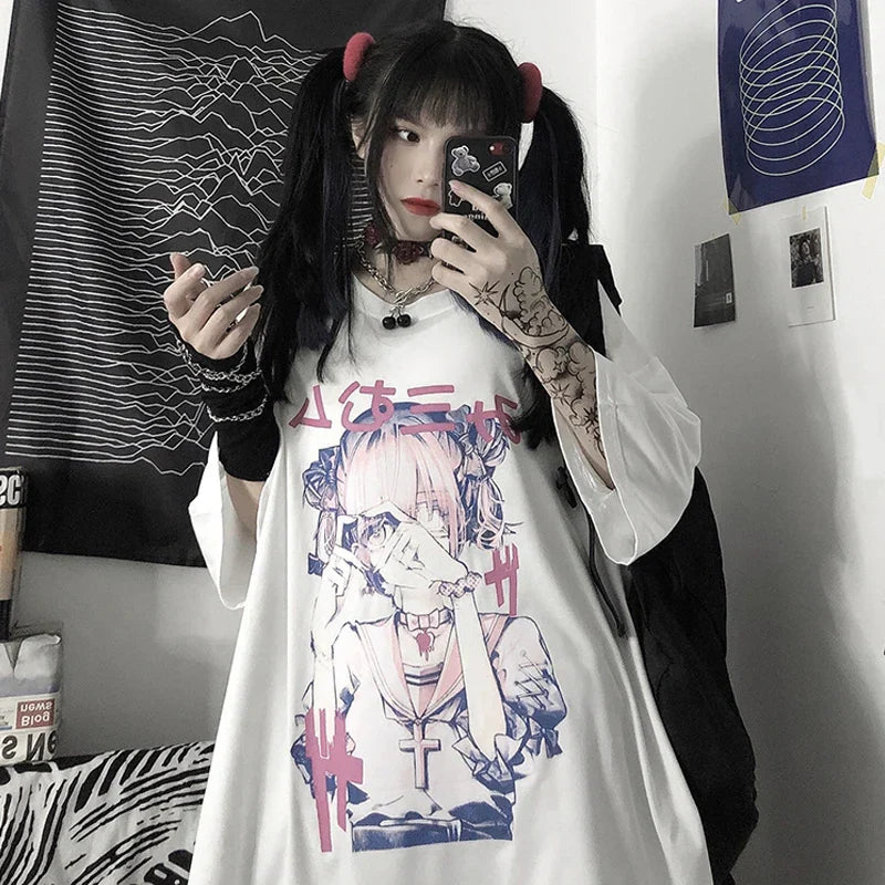 Heart Love Anime Oversized Tee - T-Shirts - Shirts & Tops - 4 - 2024