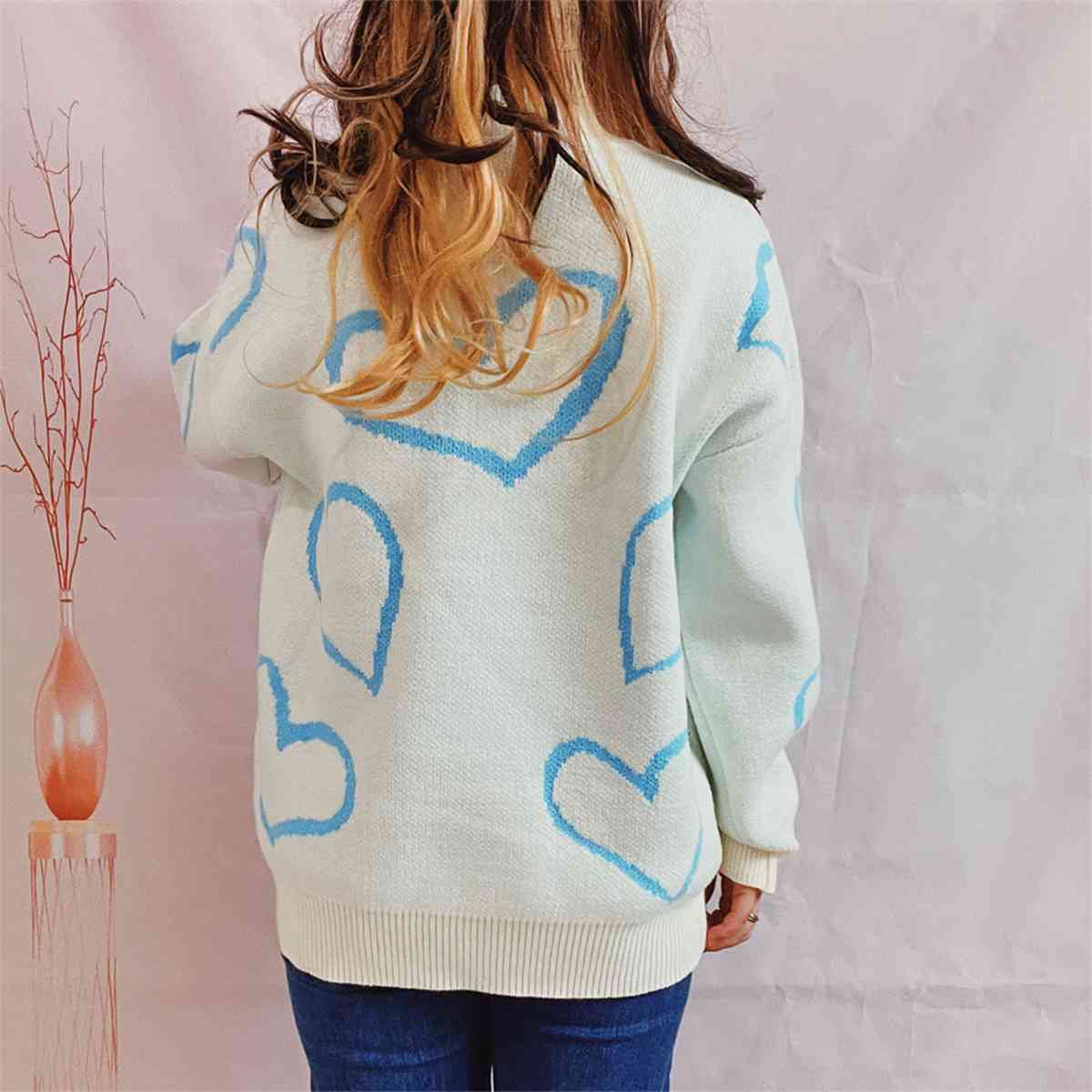 Heart Pattern Long Sleeve Sweater - Sweaters - Shirts & Tops - 10 - 2024